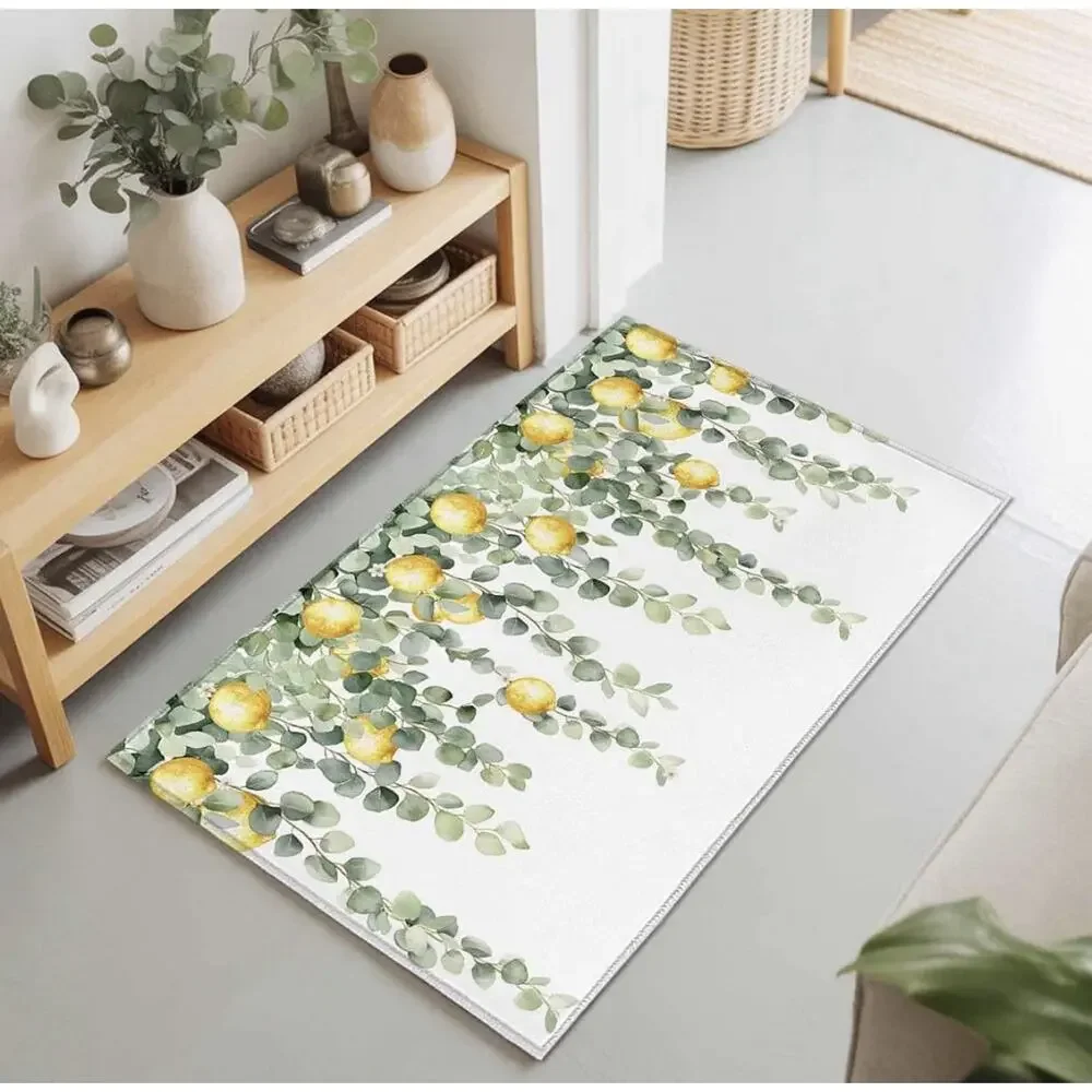 Lemon Eucalyptus Kitchen Rug 2’ x 3’ Non-Slip Washable Absorbent Floor Mat
